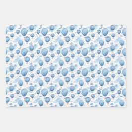 Blue Hot Air Balloon Sky for Baby Boy Nursery Inpakpapier Vel