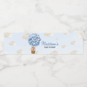 Blue Hot Air Balloon Up and Away Baby shower Waterfles Etiket (Enkel label)