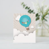 Blue Hot Air Balloon Verjaardagsfeest Briefkaart (Staand voorkant)