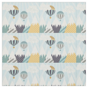 Blue Hot Air Balloons Stof