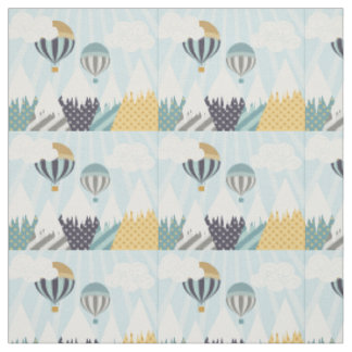 Blue Hot Air Balloons Stof