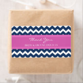 Blue Hot Pink Chevron Wedding Labels (Insitu)