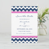 Blue Hot Pink Weddenschap Sla de datumkaart op Save The Date (Staand voorkant)