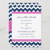 Blue Hot Pink Weddenschap Sla de datumkaart op Save The Date (Voorkant / Achterkant)