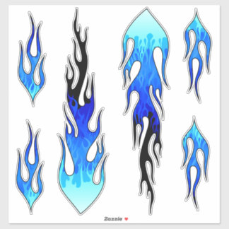 Blue Hot Rod Flames Sticker