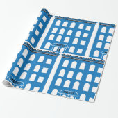 Blue Hotel Building Cadeaupapier (Uitgerold)