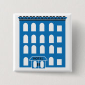 Blue Hotel Building Vierkante Button 5,1 Cm (Voorkant)