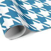 Blue Houndstooth-herstellingspatroon Cadeaupapier (Rol Hoek)