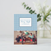 Blue Houndstooth Holiday Photo Briefkaart (Staand voorkant)