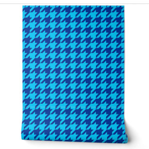 Blue Houndstooth Plaid-controle Behang