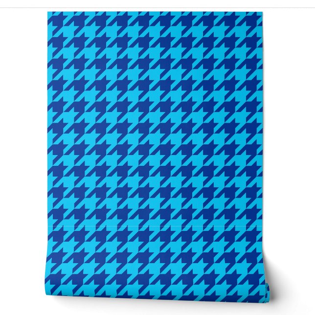 Blue Houndstooth Plaid-controle Behang (Afrollen)