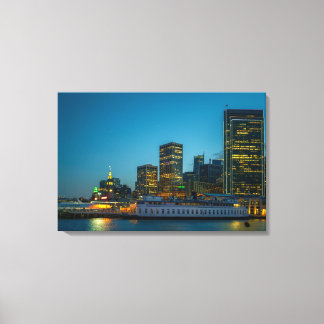 Blue Hour in the City Canvas Afdruk