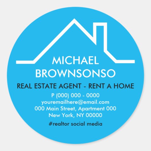 Blue House Roof Logo Ronde Sticker (Voorkant)