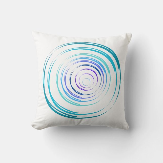 "Blue Hues Circles Coussin décoratif" (Recto)