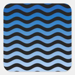 Blue Hues Wavy Stripes Decor Vierkante Sticker