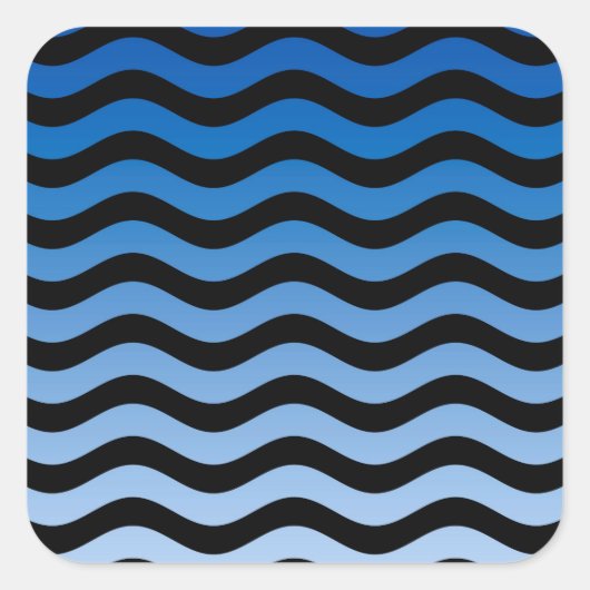 Blue Hues Wavy Stripes Decor Vierkante Sticker (Voorkant)
