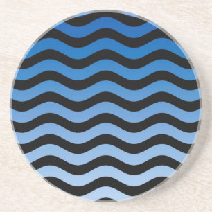 Blue Hues Wavy Stripes Decor Zandsteen Onderzetter