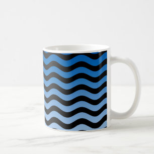 Blue Hues Wavy Stripes Koffiemok