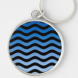 Blue Hues Wavy Stripes Sleutelhanger