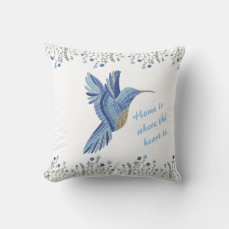 "Blue Hummingbird Geborduurde housewarming cadeau Kussen