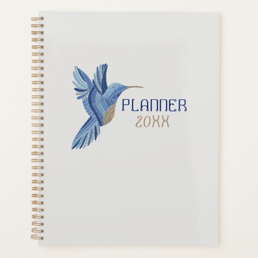 Blue Hummingbird Planner – Customizable Year (Devant)