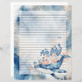 Blue Humpback Whale Lined Letter Writing Paper (Voorkant / Achterkant)