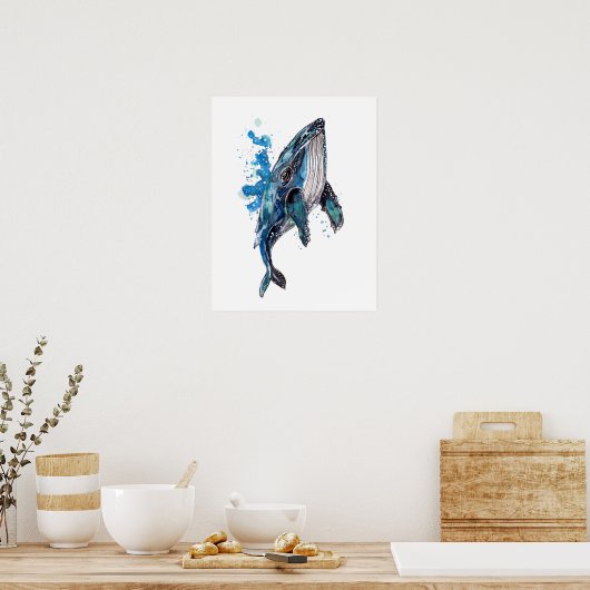 Blue Humpback Whale Poster (Keuken)