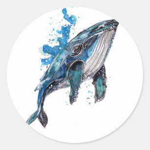 Blue Humpback Whale Ronde Sticker