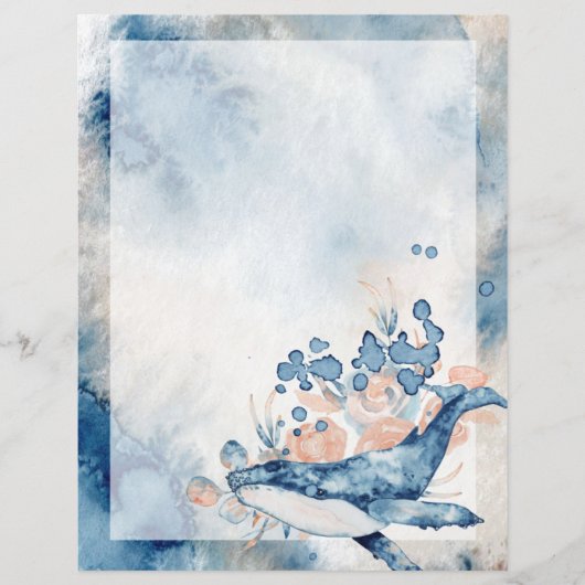 Blue Humpback Whale Unlining Letter Writing Paper (Voorkant)