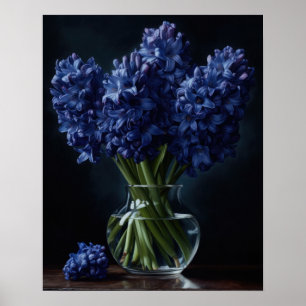 Blue Hyacint Flowers Art Print Poster
