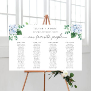 Blue Hydrangea 4 Banquet Table Separate Chart Poster