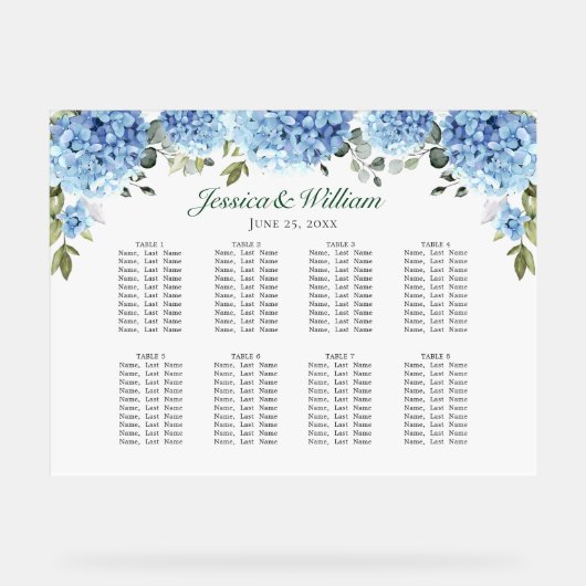 Blue Hydrangea 8 Tafels Zitplaatsen GRAFIEK Acryl  Acryl Bord (Voorkant)