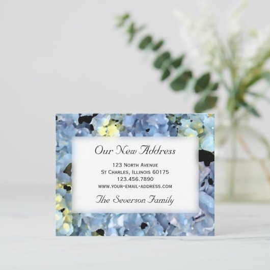 Blue Hydrangea - Aankondiging nieuw adres (Staand voorkant)
