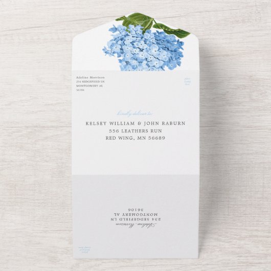 Blue Hydrangea All in One Faire-part de mariage (Dehors)