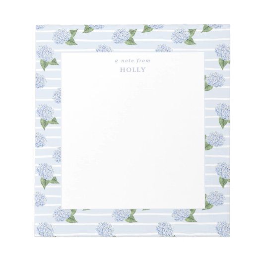 Blue Hydrangea All Over Bloom gepersonaliseerd Notitieblok (Voorkant)