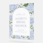 Blue Hydrangea Arched Welcome Sign, Flower Border (Angle)