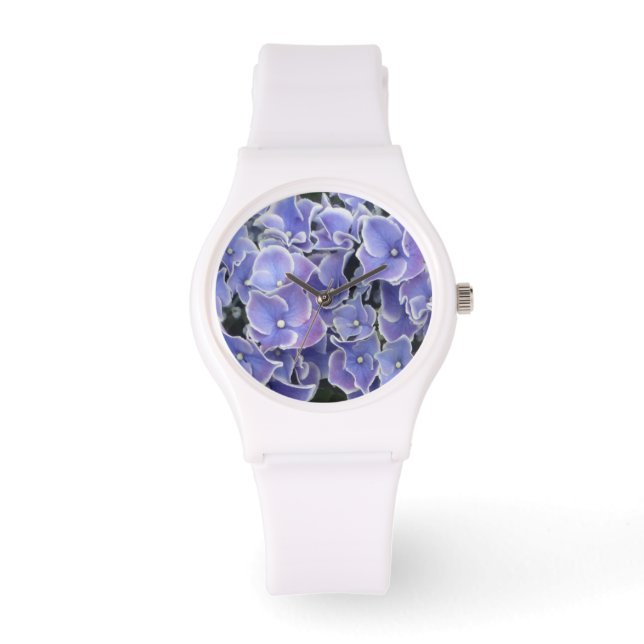 Blue Hydrangea avec bordure blanche montre sportiv (Recto)