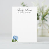 Blue Hydrangea Baby Advies Kaart (Staand voorkant)
