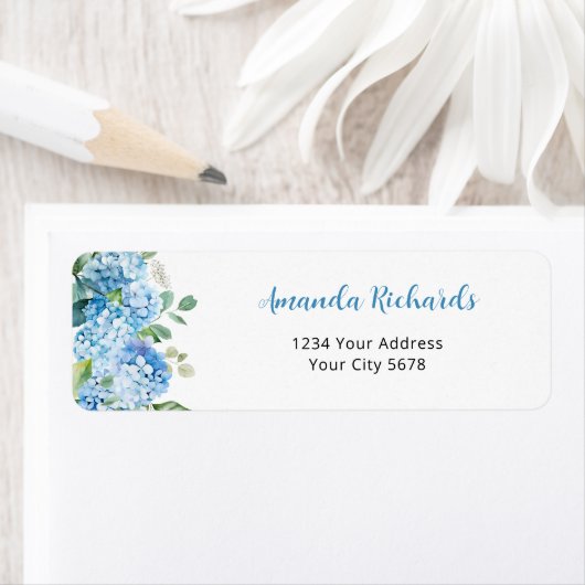 Blue Hydrangea Baby shower Adres Etiket (Insitu)