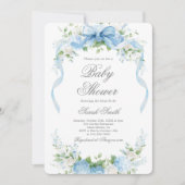 Blue Hydrangea Baby Shower Boy Invitation (Devant)