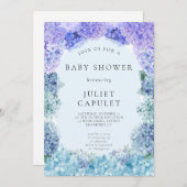 Blue Hydrangea Baby shower Invitation Kaart (Voorkant / Achterkant)