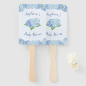 Blue Hydrangea Baby shower, speciaal aangepast Handwaaier (Voorkant en achterkant)