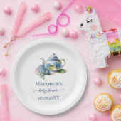 Blue Hydrangea Baby shower Tea Party Papieren Bordje (Feest)