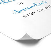 Blue Hydrangea Baby shower Welkom Poster (Hoek)