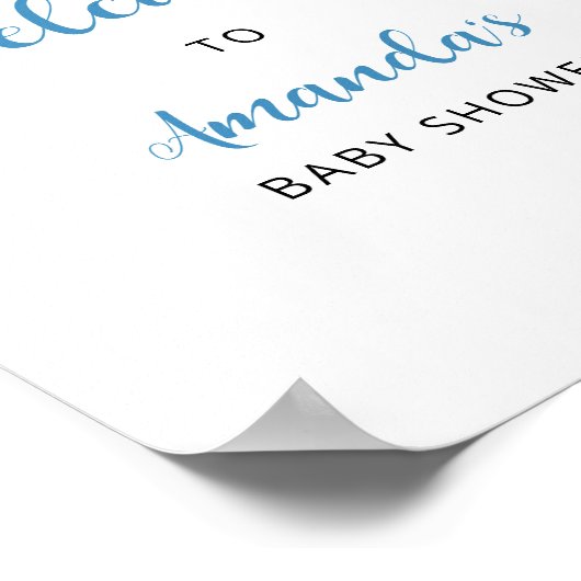 Blue Hydrangea Baby shower Welkom Poster (Hoek)