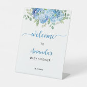 Blue Hydrangea Baby shower Welkomstbord Reclamebord Met Voetstuk (Voorkant)