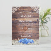 Blue Hydrangea Baby's Rustic Barn Wedding Kaart (Staand voorkant)