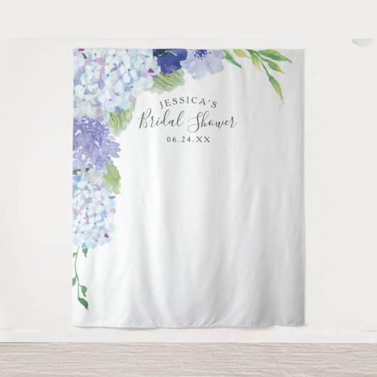 Blue Hydrangea Backdrop - Photo Booth Wandkleed (Voorkant)