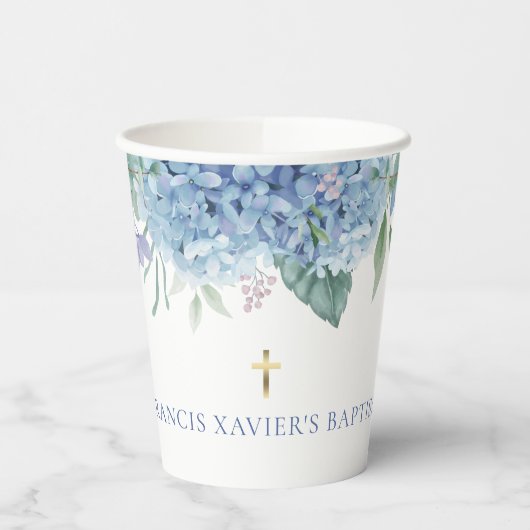 blue Hydrangea Baptism Papieren Bekers (Links)