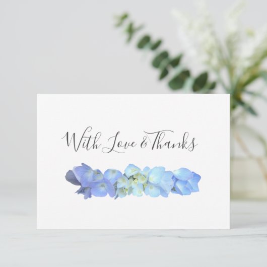 Blue Hydrangea Blank Floral Merci Cartes (Debout devant)